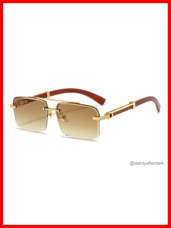 Other - Rimless Rectangle Sunglasses Square Frameless with UV400 Protection